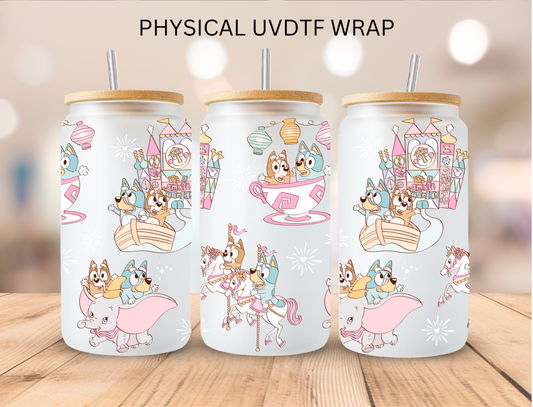 Magical Blue Dogs - 16 oz / 20 oz Libby UV DTF Wrap