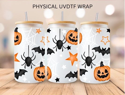 Halloween Bats And Spiders - 16 oz / 20 oz Libby UV DTF Wrap