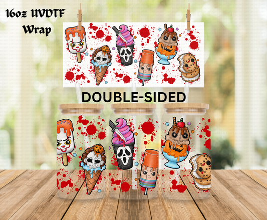 Horror Popsicle - 16 oz Libby UV DTF DOUBLESIDED Wrap RTS