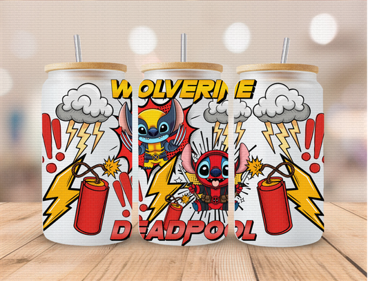 Character Wolverine And Deadpool - 16 oz / 20 oz Libby UV DTF Wrap