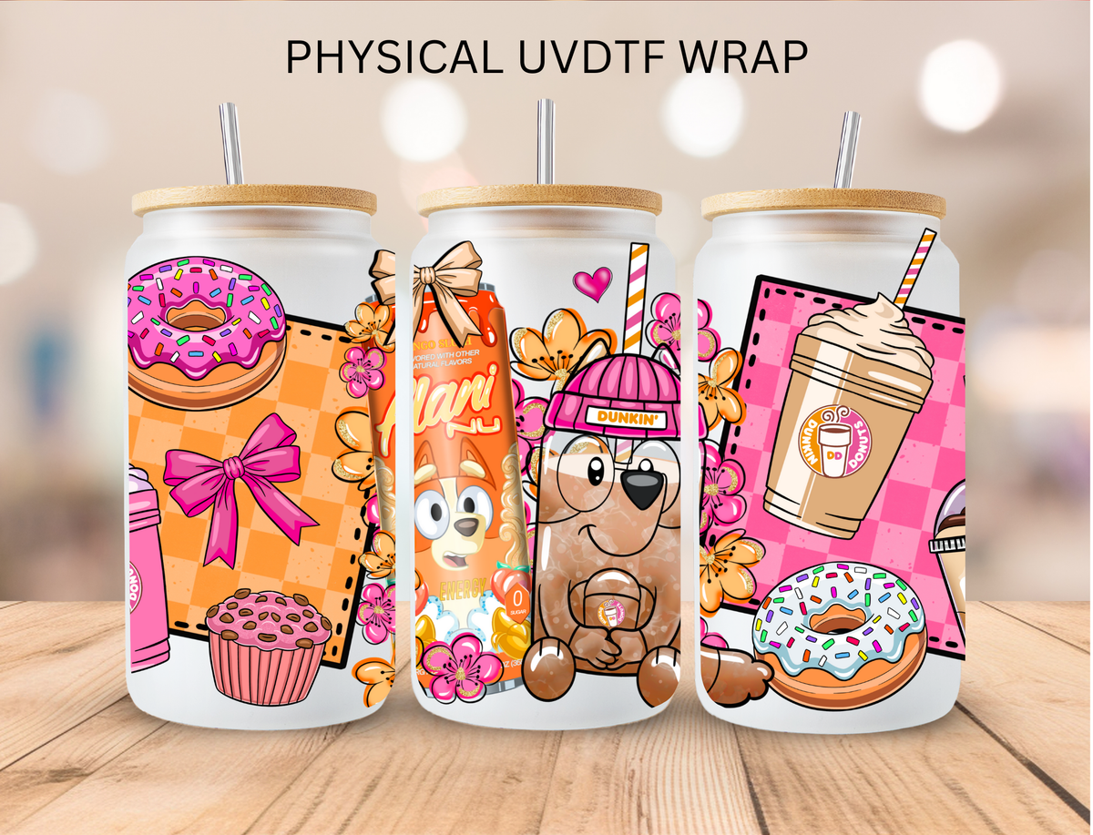 Dunkin Blue Dog - 16 oz / 20 oz Libby UV DTF