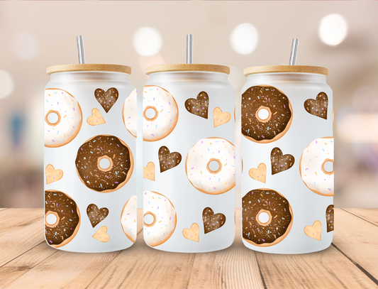 Heart Donuts Love Donuts - 16 oz Libby UV DTF Wrap EXCLUSIVE DESIGNED