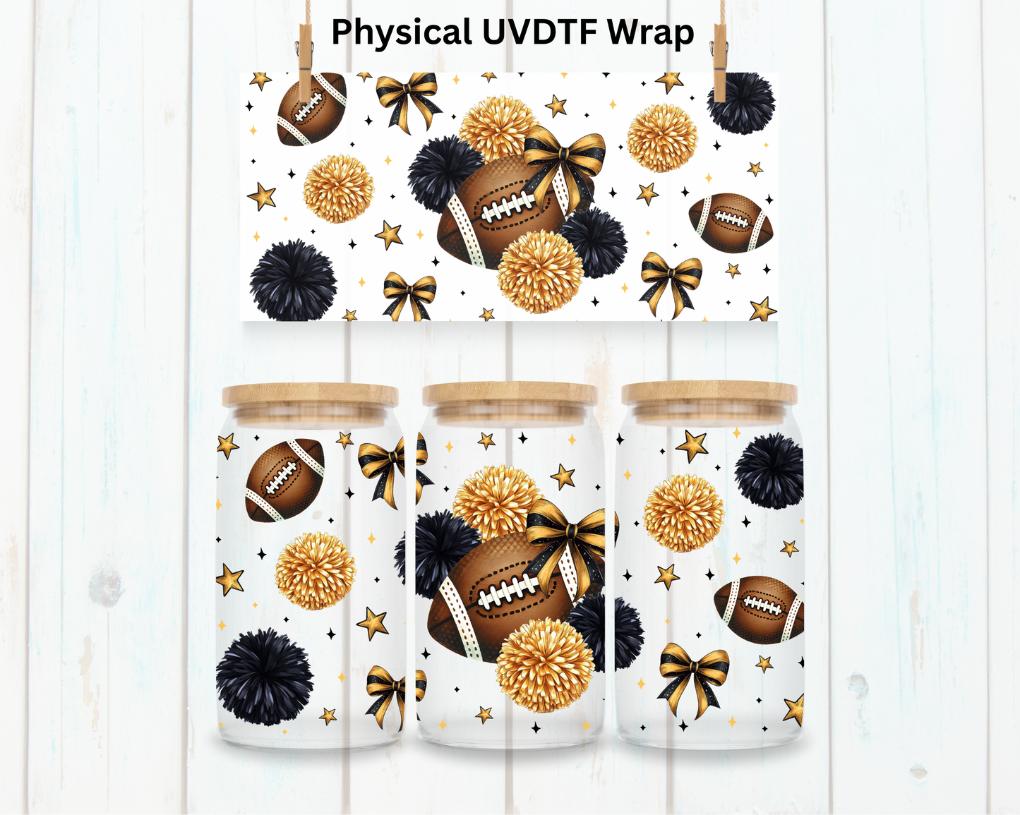 Football And Cheer Pom Poms - 16 oz / 20 oz Libby UV DTF