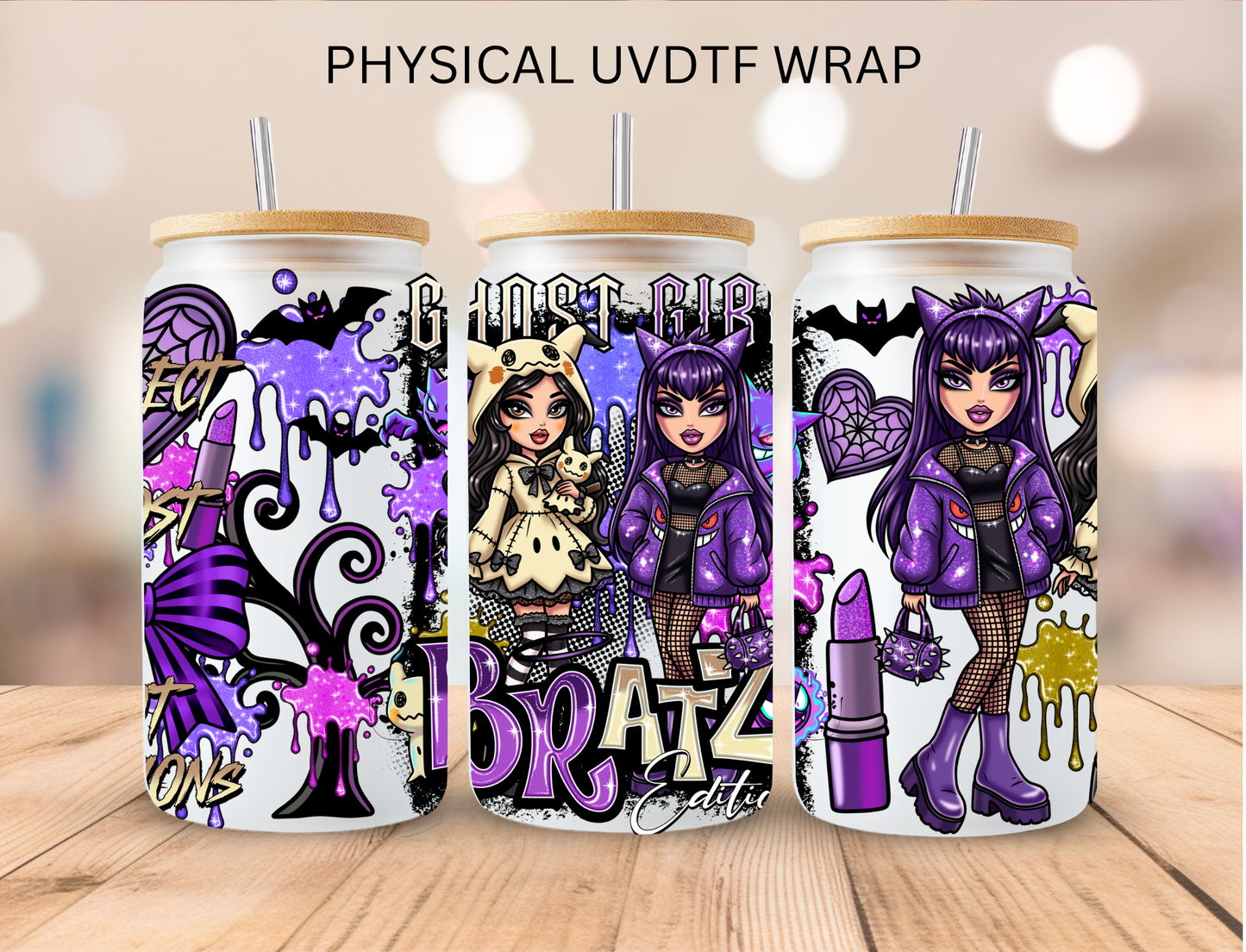 Ghost Girl Bratz - 16 oz / 20 oz Libby UV DTF Wrap