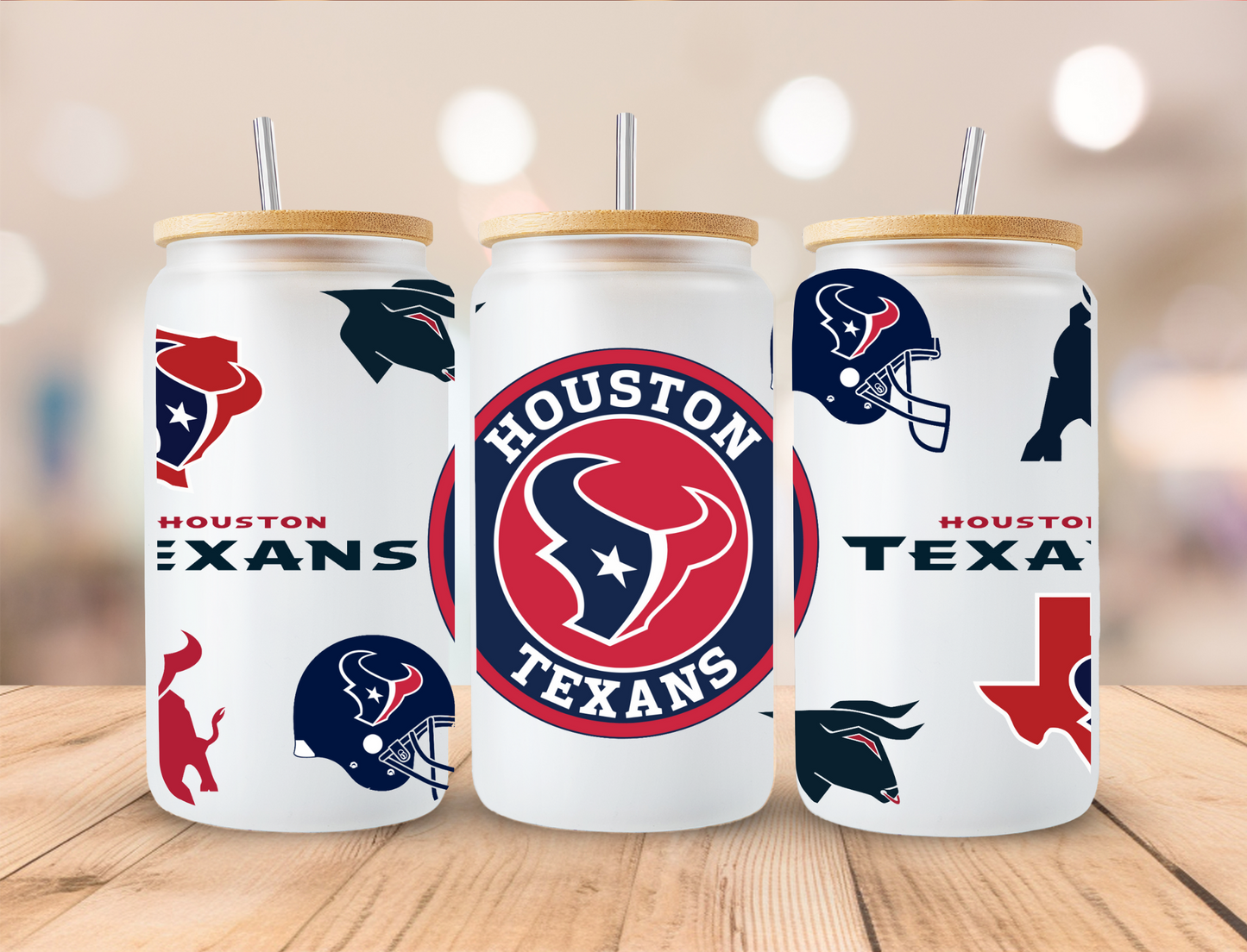 Football Texans - 16oz Libby UV DTF Wrap