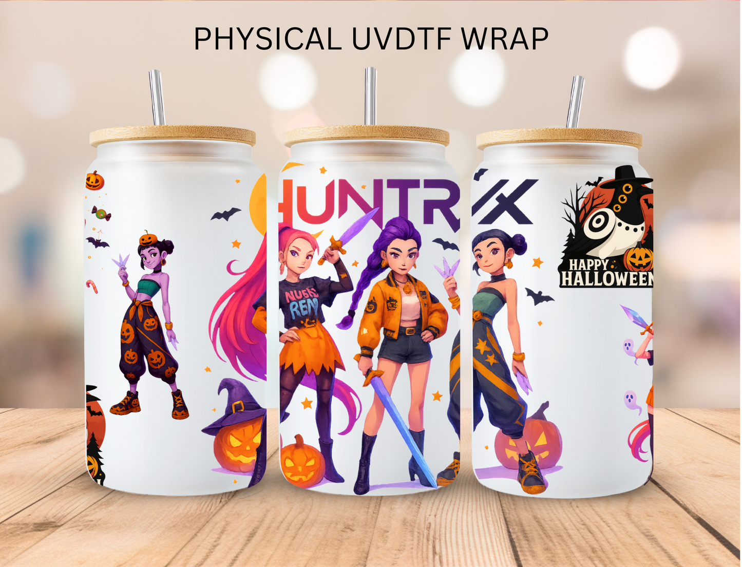 Kpop Halloween Spooky Huntrix Girls - 16 oz / 20 oz Libby UV DTF Wrap