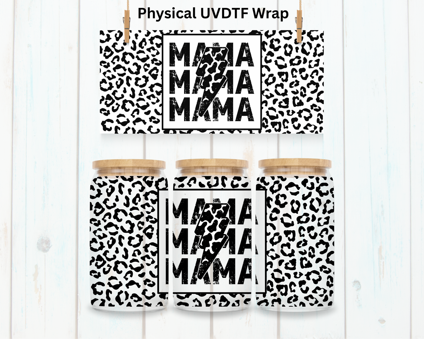 Black Leopard Mama Bolt - 16 oz / 20 oz Libby UV DTF