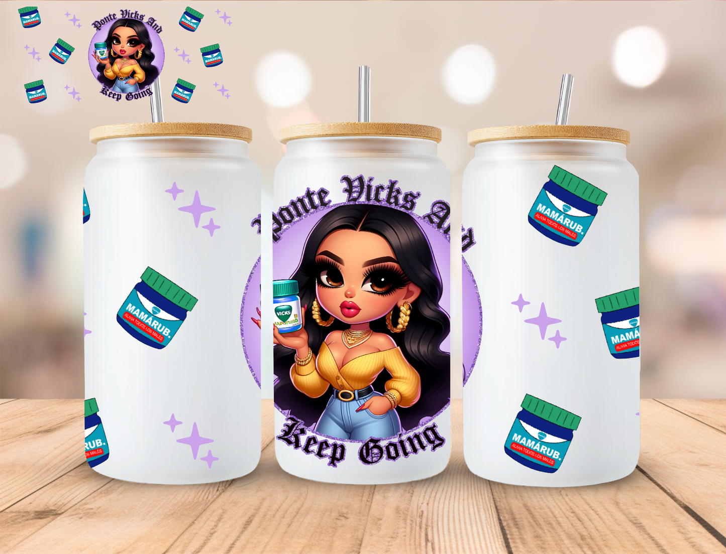 Ponte Vicks And Keep Going - 16 oz / 20 oz Libby UV DTF Wrap