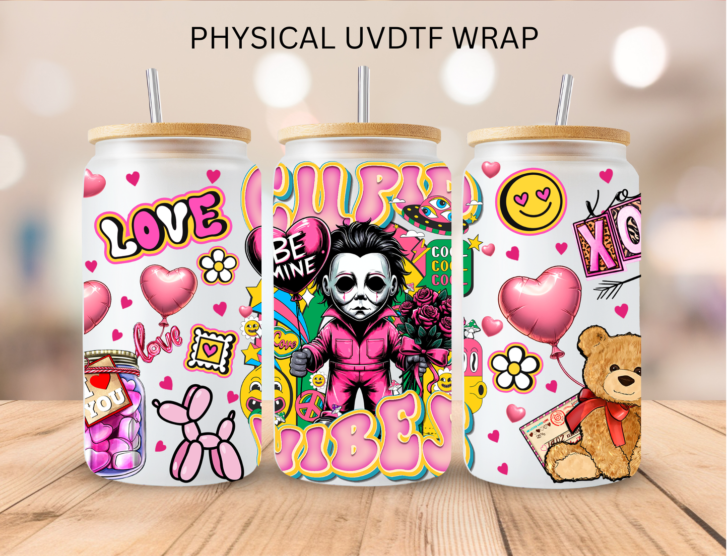 Valentines Cupid Vibes Jason Horror - 16 oz / 20 oz Libby UV DTF