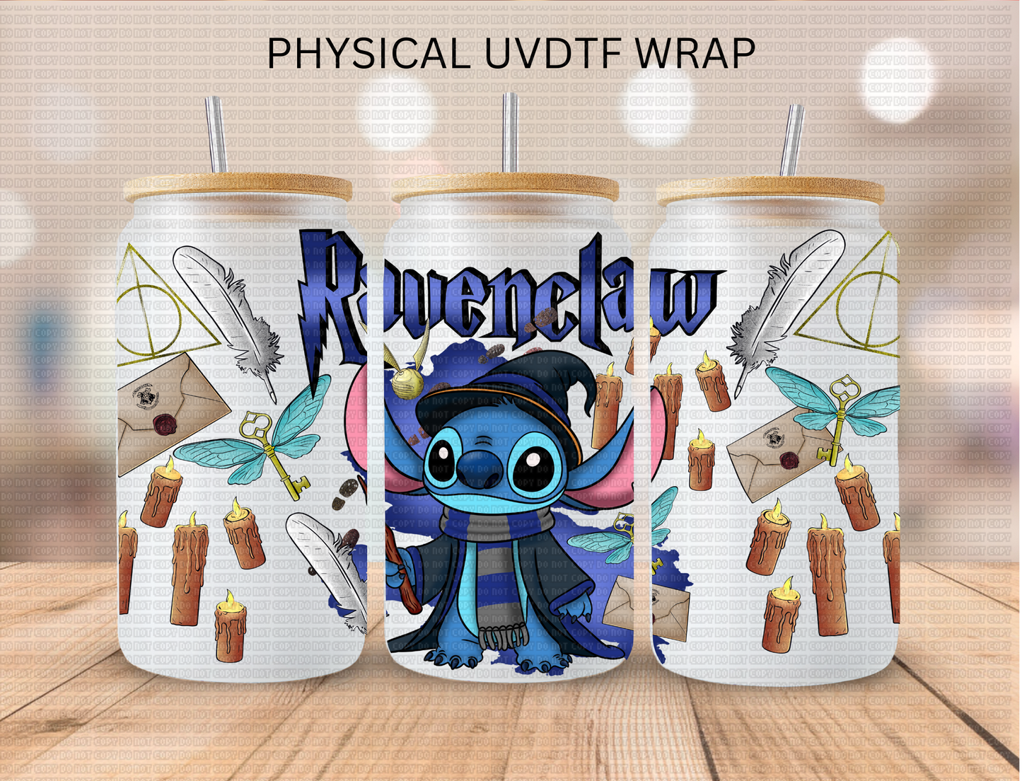 Blue Alien Blue Wizard House - 16 oz / 20 oz Libby UV DTF Wrap