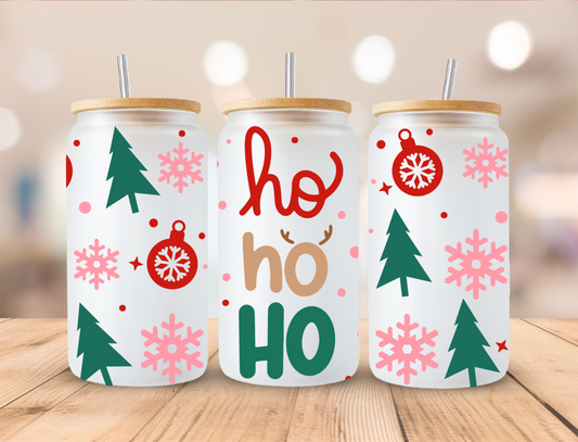 Christmas HO HO HO- 16oz Libby UV DTF Wrap