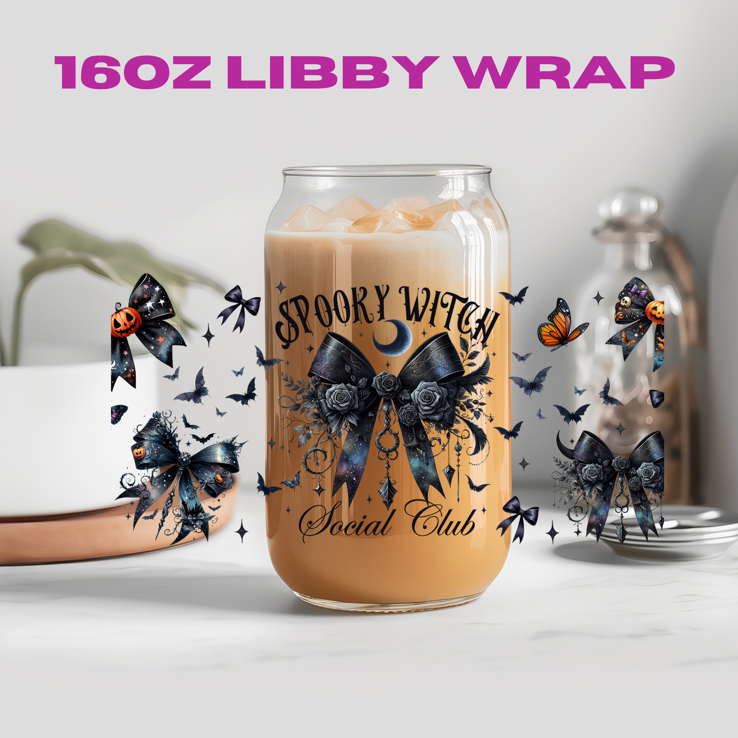 Halloween Spooky Witch Club Collection - 16 oz / 20 oz Libby UV DTF Wrap