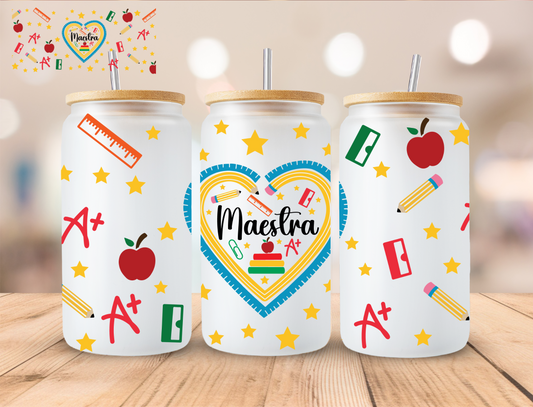 Hispanic Maestra - 16 oz / 20 oz Libby UV DTF Wrap