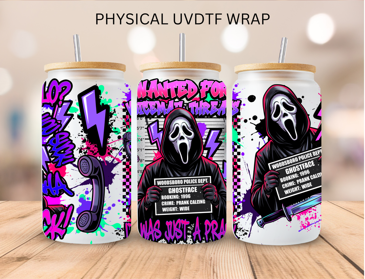 Halloween Horror Ghost Face - 16 oz / 20 oz Libby UV DTF Wrap