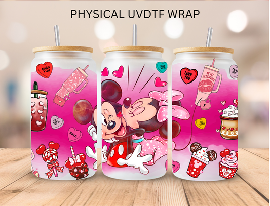 Valentines Mouse Couple And Snacks - 16 oz / 20 oz Libby UV DTF