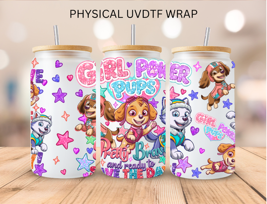 Girl Power Pups - 16 oz / 20 oz Libby UV DTF Wrap