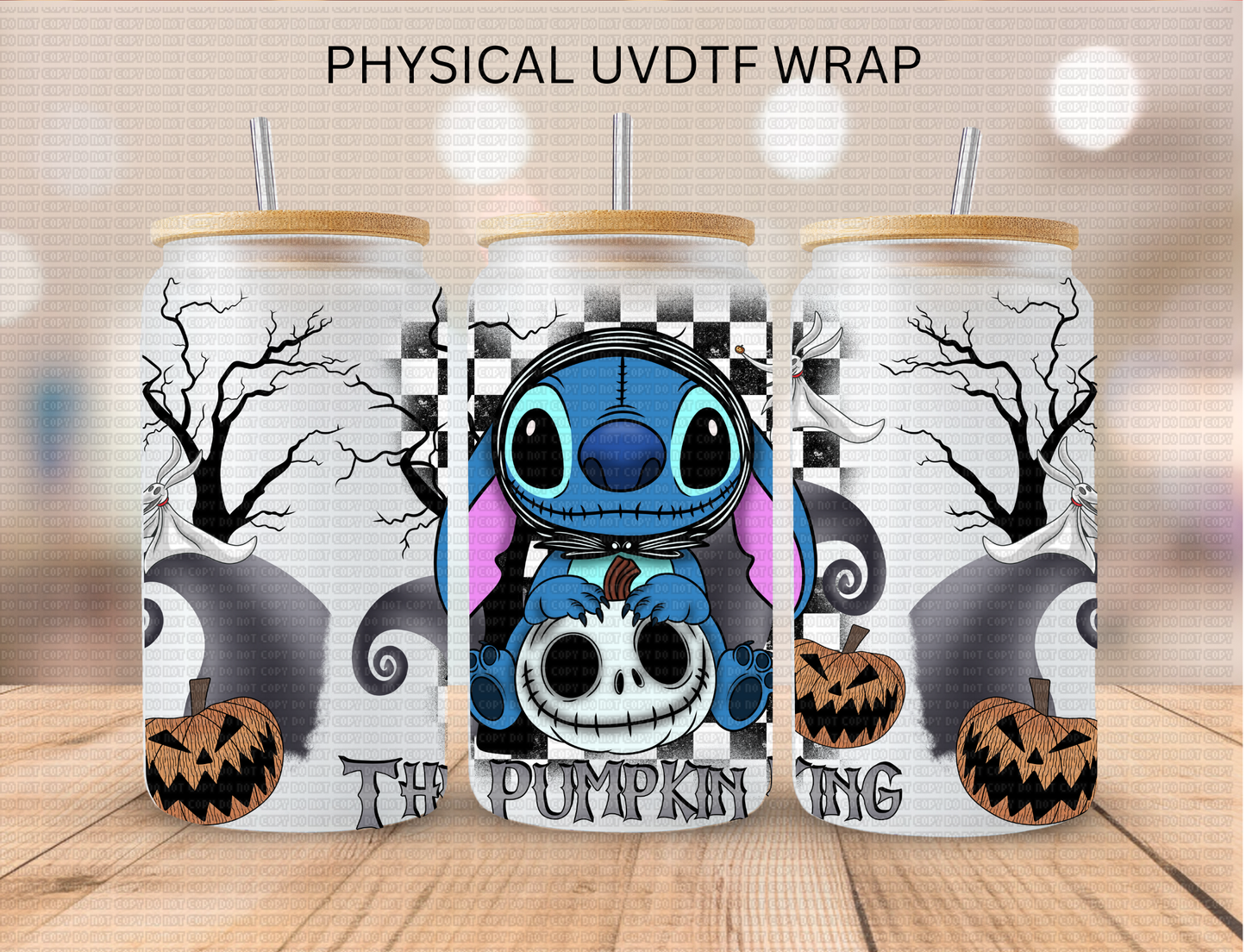 Blue Alien Pumpkin King - 16 oz / 20 oz Libby UV DTF Wrap