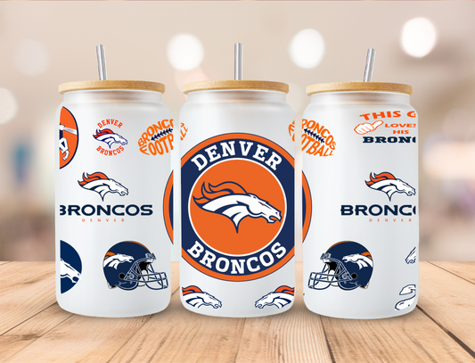 Football Broncos - 16oz Libby UV DTF Wrap