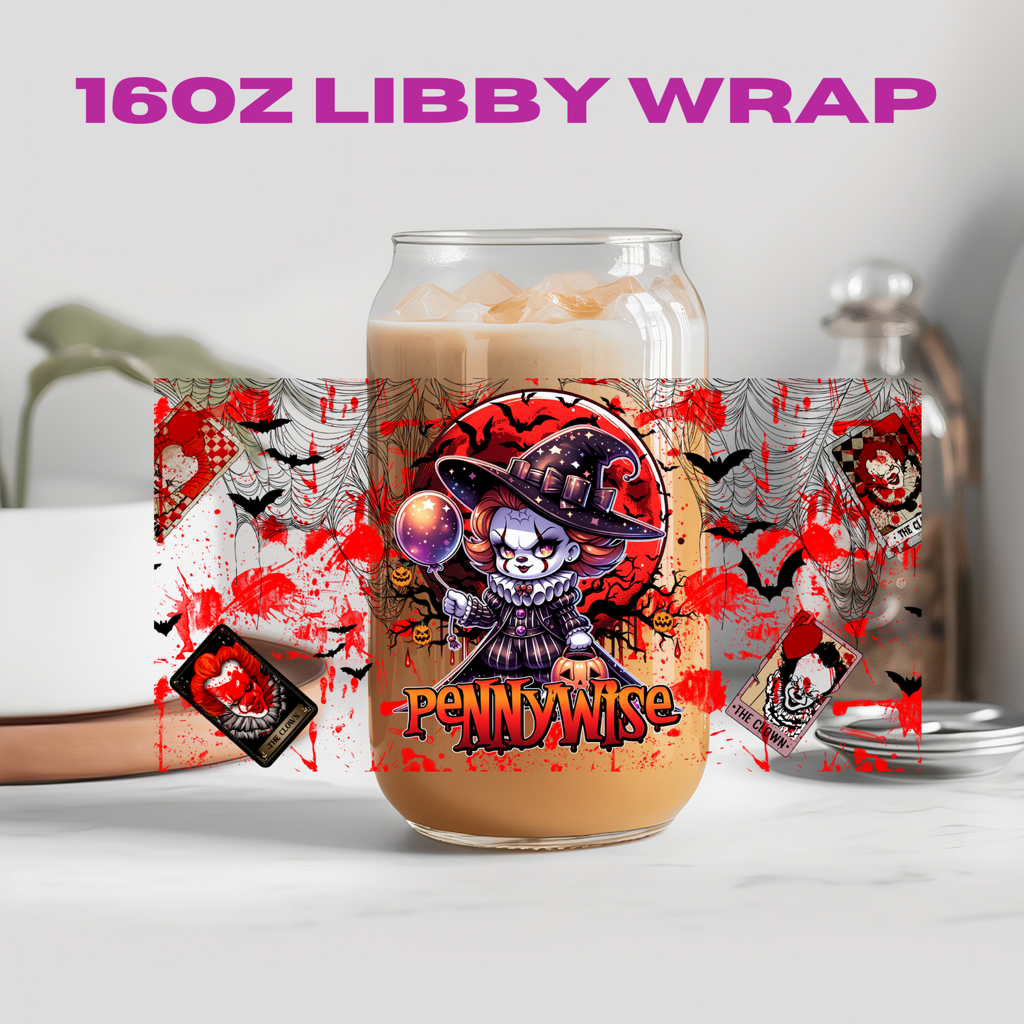 Halloween Horror Blood Splatter Collection - 16 oz / 20 oz Libby UV DTF Wrap