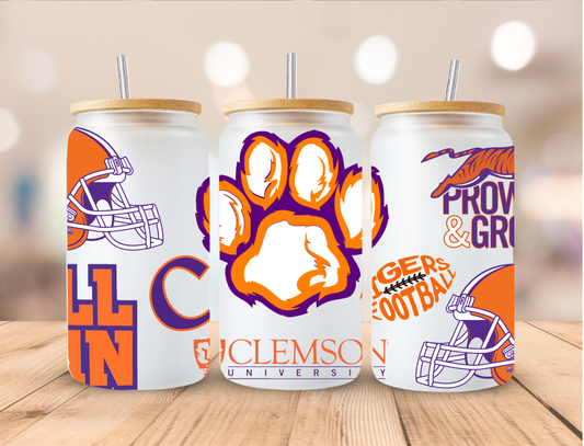 Clemson University Football - 16 oz / 20 oz Libby UV DTF Wrap