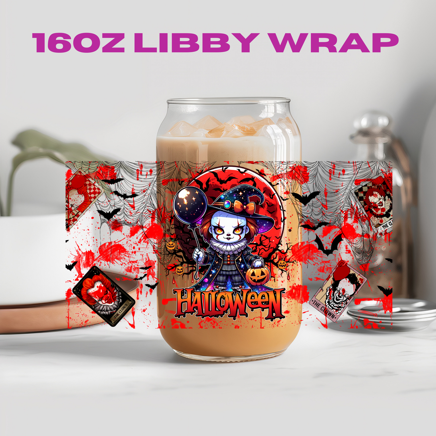 Halloween Horror Blood Splatter Collection - 16 oz / 20 oz Libby UV DTF Wrap