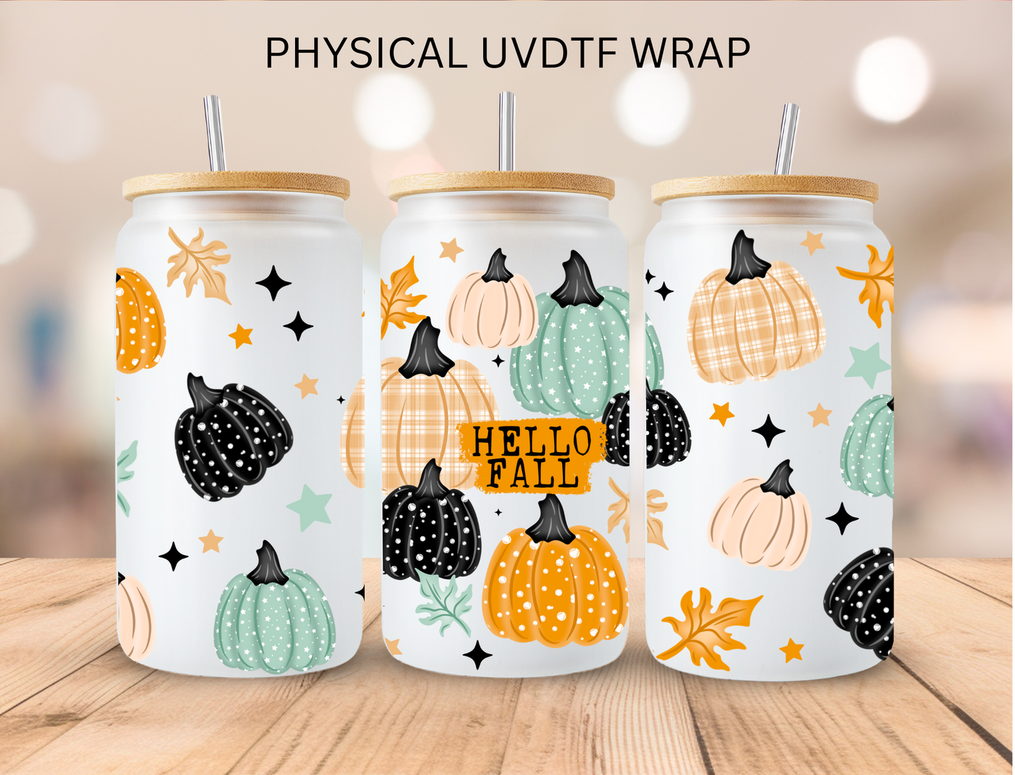 Hello Fall Pumpkins - 16 oz / 20 oz Libby UV DTF Wrap