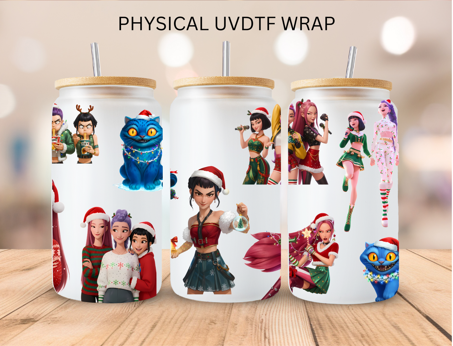 Kpop Christmas Huntrix Crew - 16 oz / 20 oz Libby UV DTF Wrap