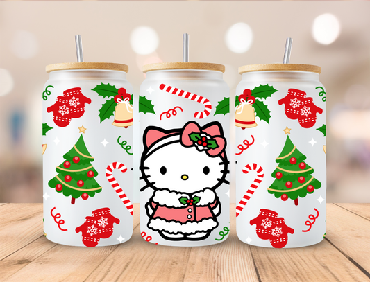 Christmas Kitty Trees - 16oz Libby UV DTF Wrap