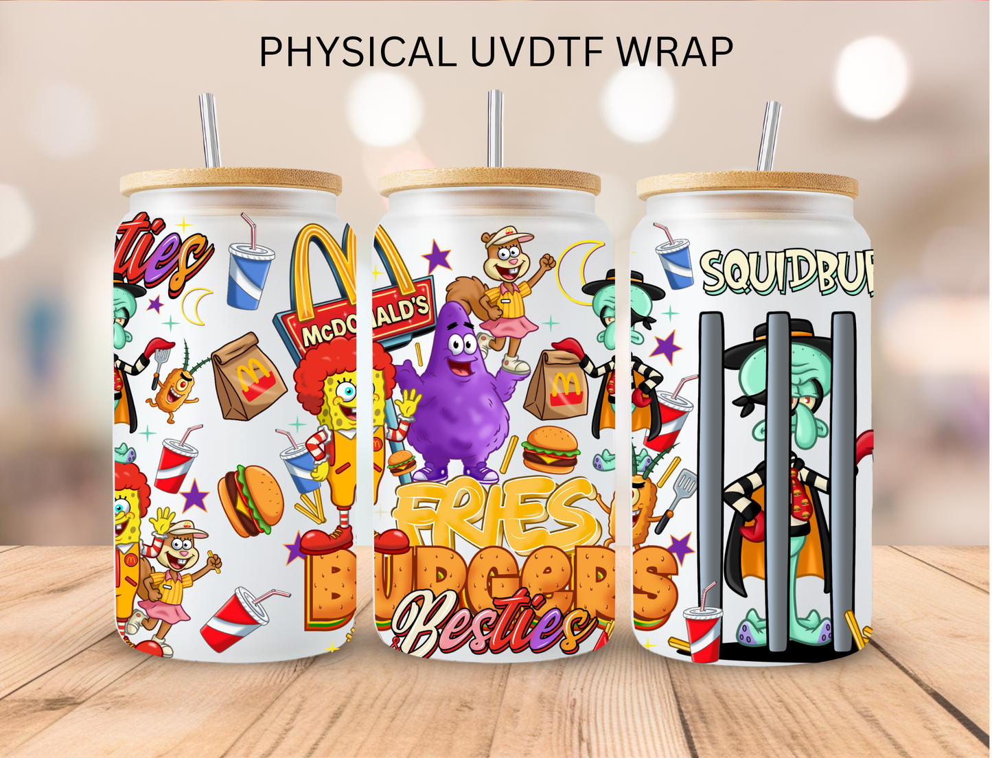 Fries And Burgers  - 16 oz / 20 oz Libby UV DTF Wrap