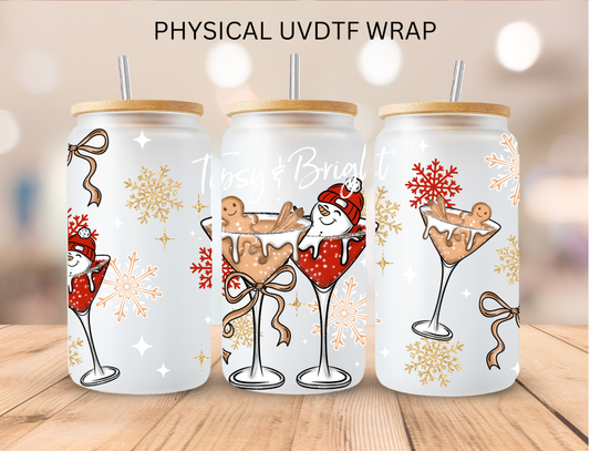 Christmas Tipsy And Bright- 16 oz / 20 oz Libby UV DTF Wrap