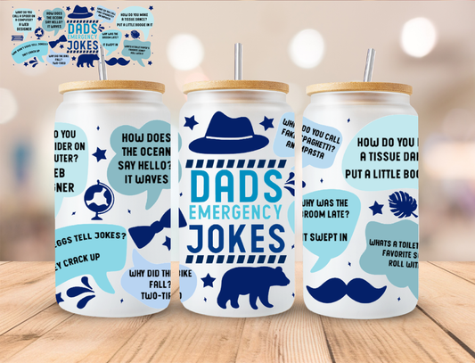 Dad\s Emergency Jokes - 16 oz / 20 oz Libby UV DTF Wrap
