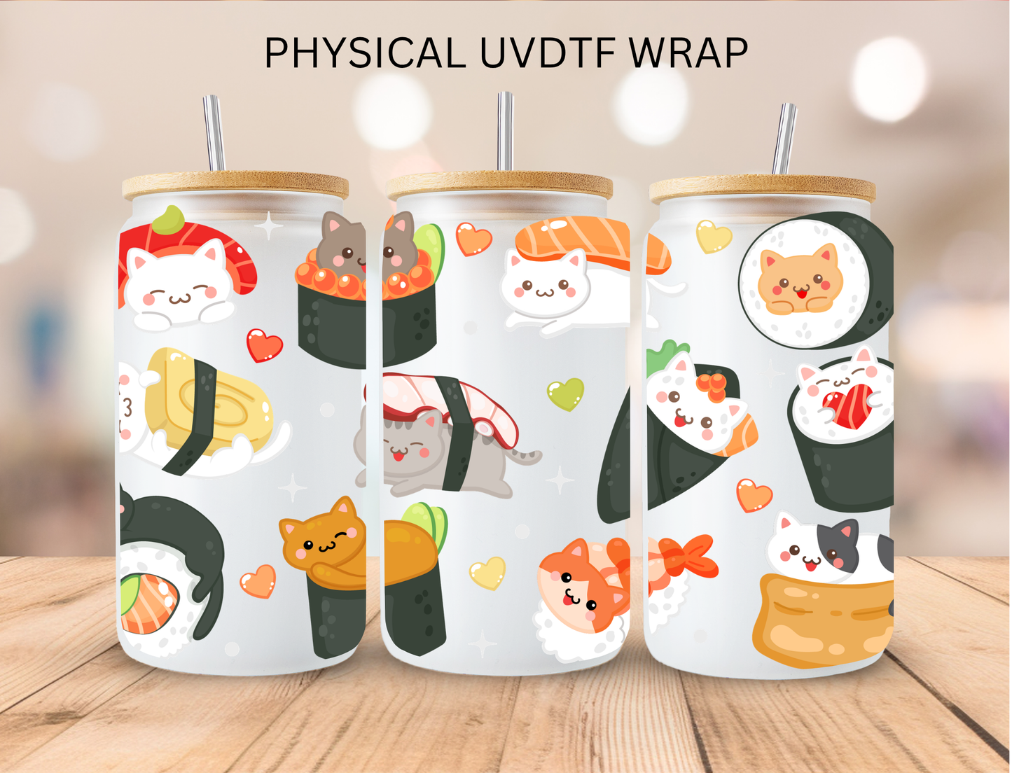 Kawaii Sushi - 16 oz / 20 oz Libby UV DTF Wrap