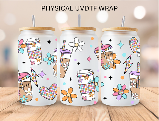 Disco Coffee Retro - 16 oz / 20 oz Libby UV DTF Wrap