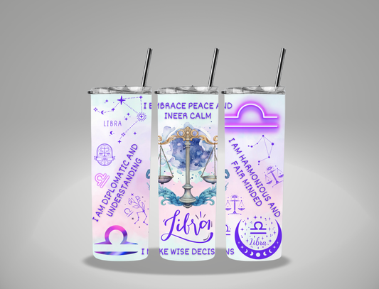 Libra (2) - 20oz Skinny Tumbler / 25 Oz Glass Tumbler Wrap EXCLUSIVE