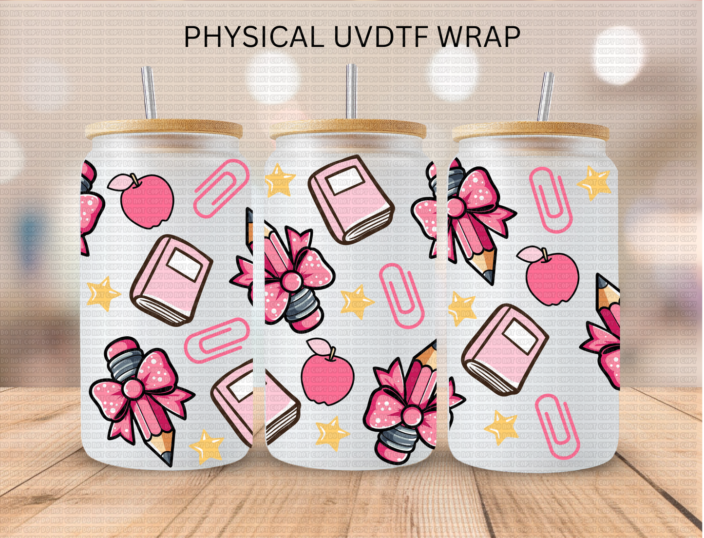 Pink School Aesthetic - 16 oz / 20 oz Libby UV DTF Wrap
