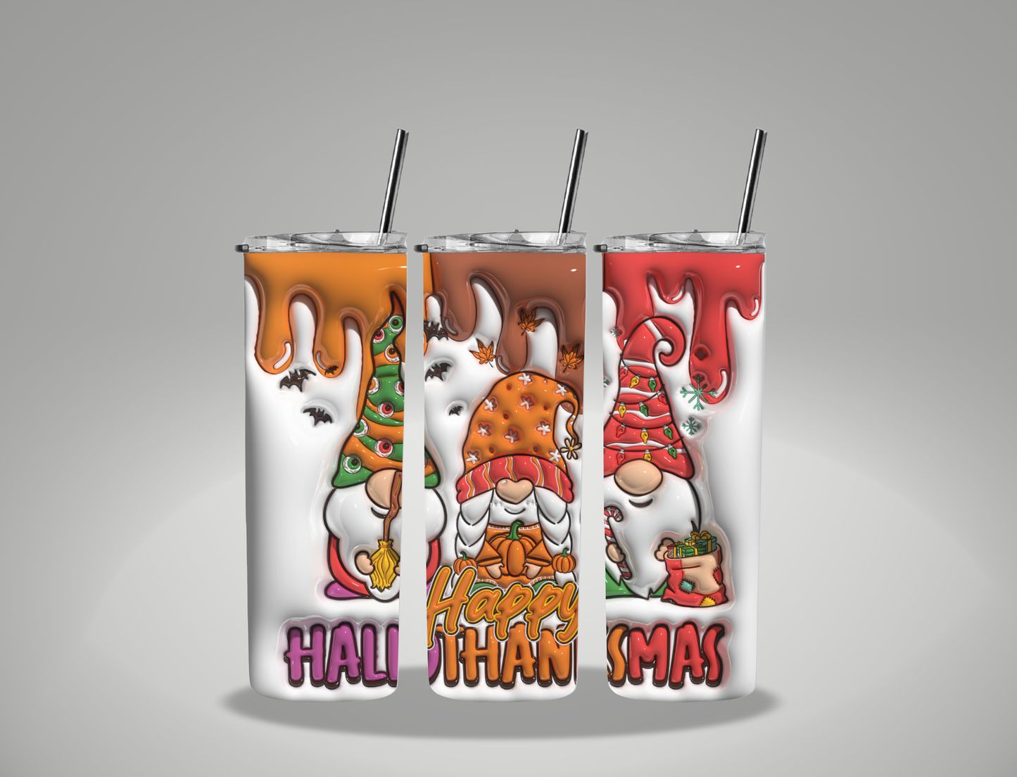 Hallowthanksmas Bubble - 20oz Skinny Tumbler / 25 Oz Glass Tumbler Wrap