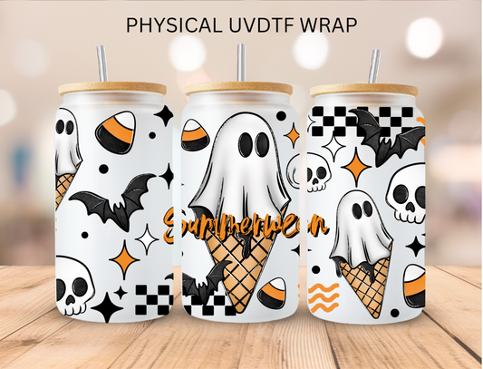 Summerween Waffle Ghost - 16 oz / 20 oz Libby UV DTF Wrap