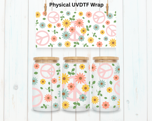 Colorful Daisies and Piece Design - 16 oz / 20 oz Libby UV DTF
