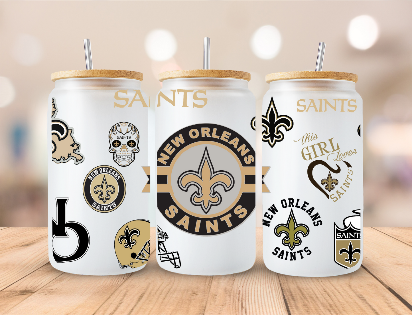 Football Saints - 16oz Libby UV DTF Wrap