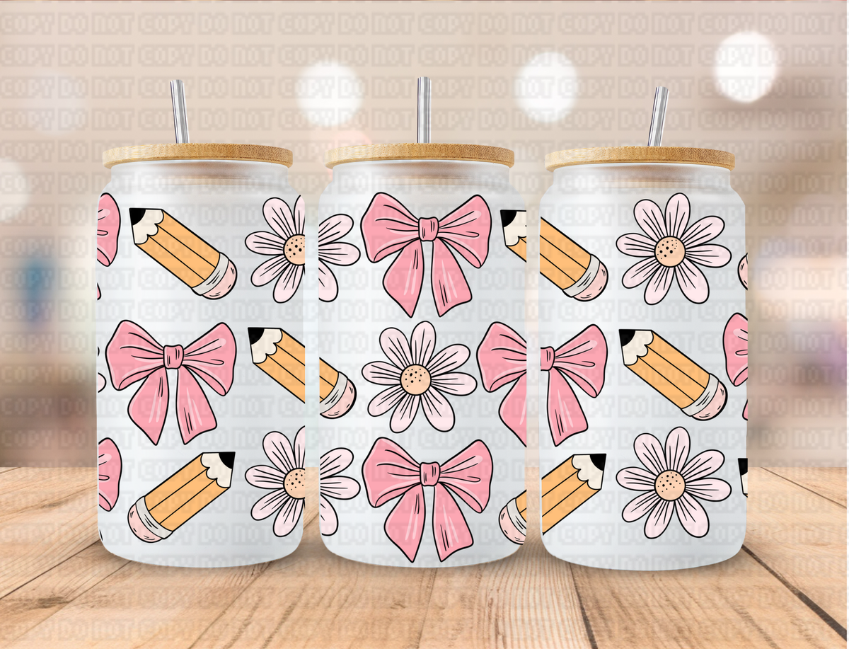 Daisy Pencil School Essentials - 16 oz / 20 oz Libby UV DTF Wrap