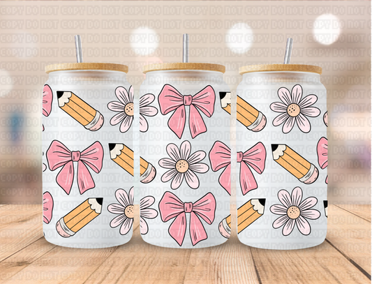 Daisy Pencil School Essentials - 16 oz / 20 oz Libby UV DTF Wrap