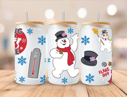 Christmas Snowman - 16oz Libby UV DTF Wrap