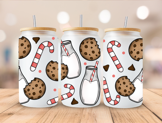 Christmas Cookies and Milk - 16 oz Libby UV DTF