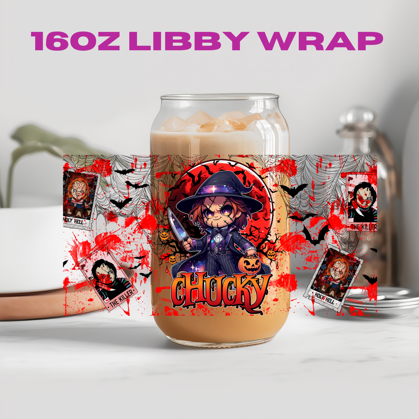 Halloween Horror Blood Splatter Collection - 16 oz / 20 oz Libby UV DTF Wrap