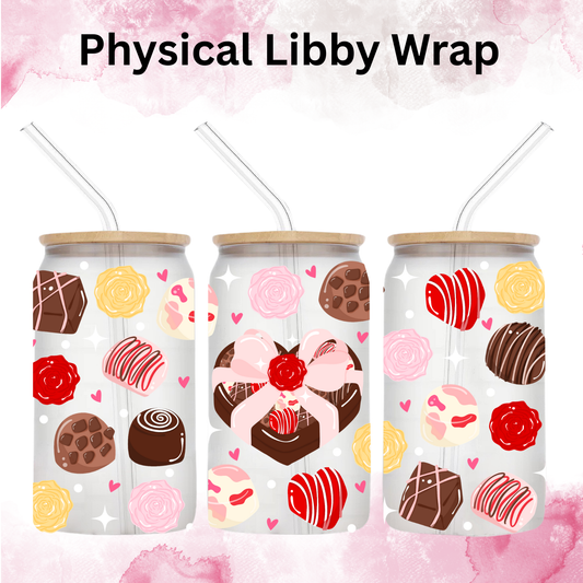 Valentines Day Heart Varieties of Chocolate - 16 oz / 20 oz Libby UV DTF