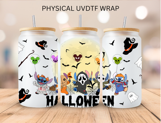 Halloween Blue Alien Horror - 16 oz / 20 oz Libby UV DTF Wrap