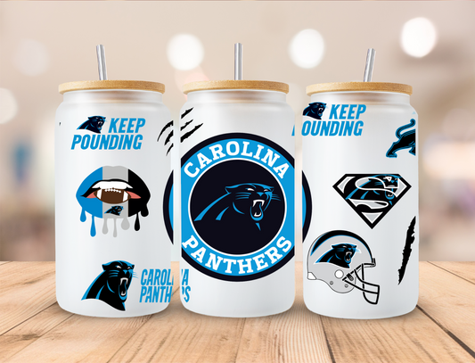 Football Panthers - 16oz Libby UV DTF Wrap