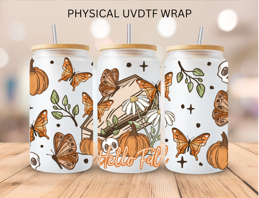 Hello Fall Coffin - 16 oz / 20 oz Libby UV DTF Wrap