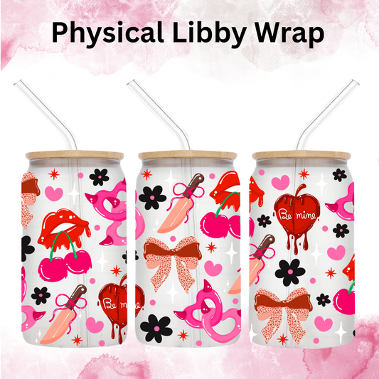Valentines Heart Lips Cherries - 16 oz / 20 oz Libby UV DTF