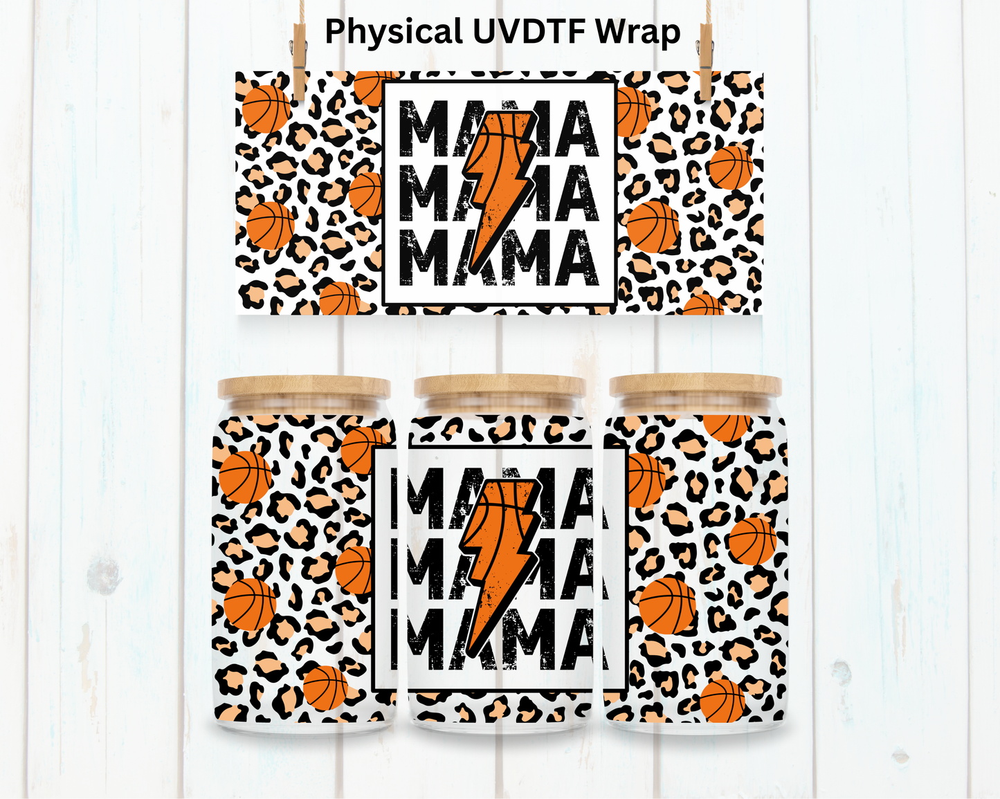 Mama Basketball Leopard Print - 16 oz / 20 oz Libby UV DTF